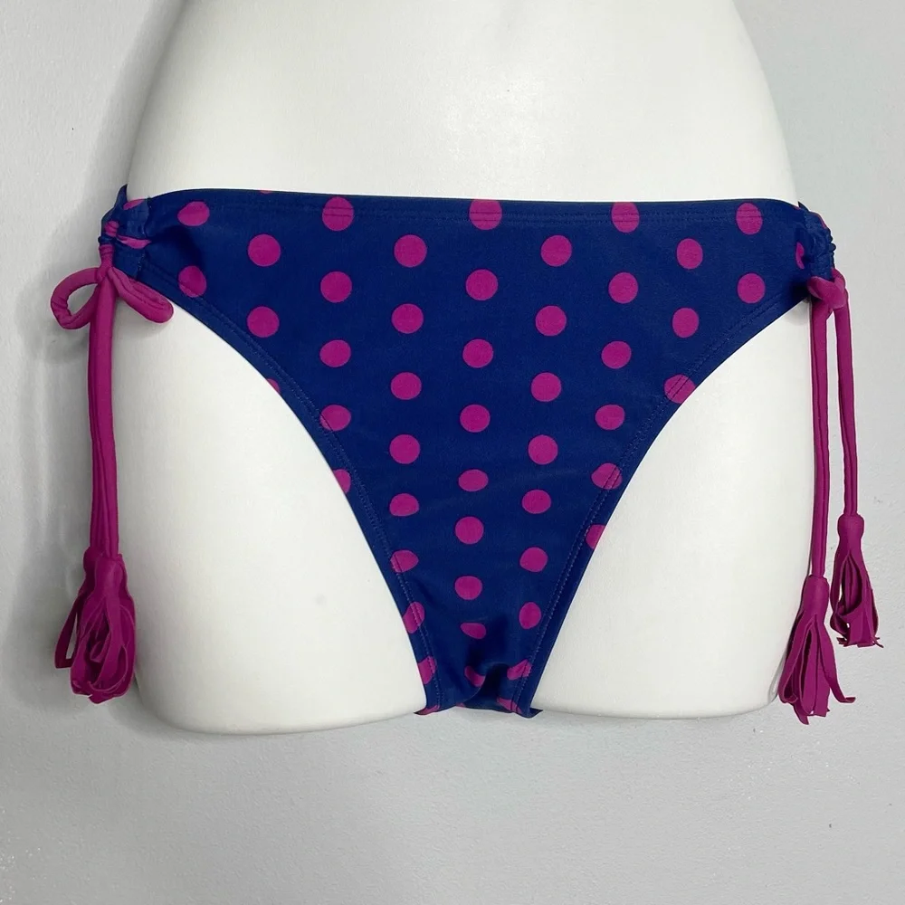 ROXY GIRL Fringe Tiki Polka Dot Triangle Halter Top Bikini Set